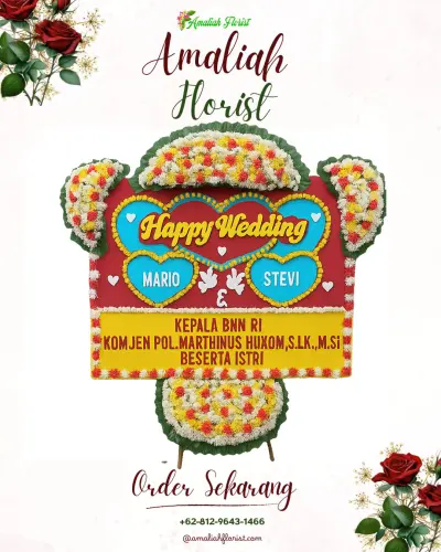 Karangan Papan Bunga Pernikahan di Sukodono